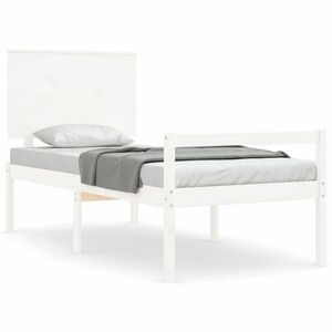 vidaXL fehér tömör fa ágy időseknek fejtámlával Small Single kép