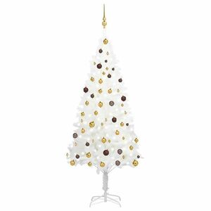 vidaXL fehér megvilágított műkarácsonyfa gömb szettel 210 cm kép