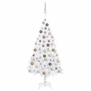 vidaXL fehér PVC megvilágított műkarácsonyfa gömb szettel 180 cm kép