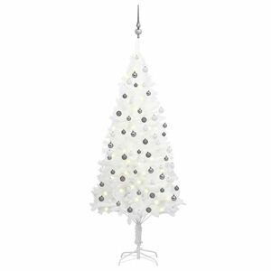 vidaXL fehér megvilágított műkarácsonyfa gömb szettel 180 cm kép