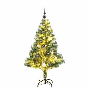 vidaXL műkarácsonyfa 150 LED-del, gömbszettel és hópehellyel 120 cm kép