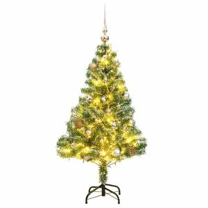 vidaXL műkarácsonyfa 150 LED-del, gömbszettel és hópehellyel 150 cm kép