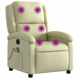 vidaXL krémszínű valódi bőr dönthető fotel kép