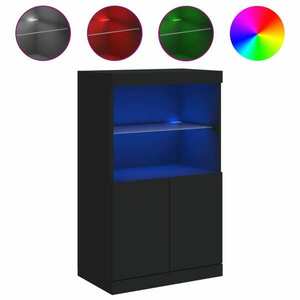 vidaXL fekete tálalószekrény LED-világítással 60, 5 x 37 x 100 cm kép