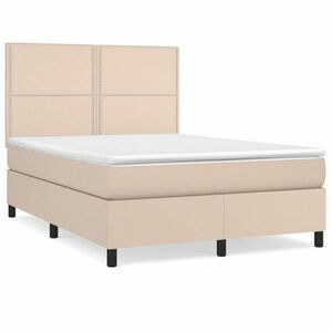 vidaXL cappuccino színű műbőr rugós ágy matraccal 140 x 190 cm kép