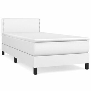 vidaXL fehér műbőr rugós ágy matraccal 90x190 cm kép