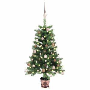 vidaXL zöld megvilágított műkarácsonyfa gömb szettel 90 cm kép