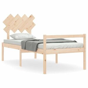 vidaXL tömör fa ágy időseknek fejtámlával Single kép