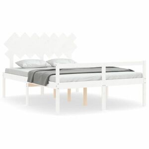 vidaXL fehér tömör fa ágy időseknek fejtámlával 140x200 cm kép