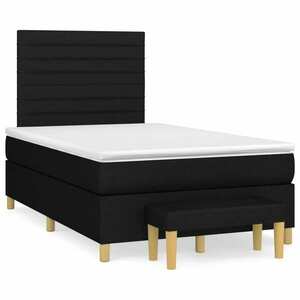 vidaXL fekete szövet rugós ágy matraccal 120 x 200 cm kép