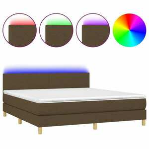 vidaXL barna szövet rugós és LED-es ágy matraccal 180 x 200 cm kép