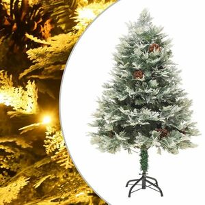 vidaXL zöld PVC és PE megvilágított karácsonyfa fenyőtobozzal 150 cm kép