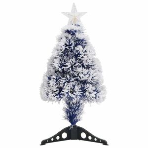 vidaXL fehér és kék száloptikás megvilágított műkarácsonyfa 64 cm kép