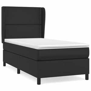 vidaXL fekete műbőr rugós ágy matraccal 100 x 200 cm kép