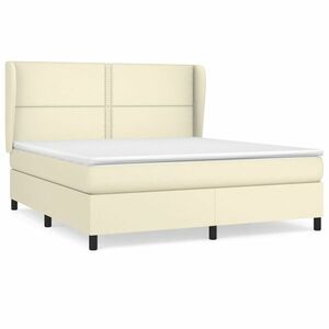 vidaXL krémszínű műbőr rugós ágy matraccal 160 x 200 cm kép