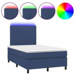 vidaXL kék szövet rugós és LED-es ágy matraccal 120 x 200 cm kép