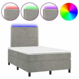 vidaXL világosszürke bársony rugós és LED-es ágy matraccal 120x200 cm kép
