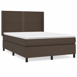 vidaXL barna műbőr rugós ágy matraccal 140 x 190 cm kép