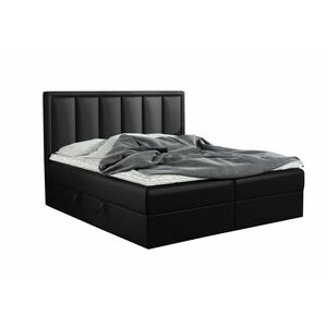 FRANIA kárpitozott boxspring ágy, 140x200, fekete öko-bőr kép