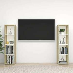 vidaXL 2 db fehér-sonoma színű forgácslap TV-szekrény 142, 5x35x36, 5 cm kép
