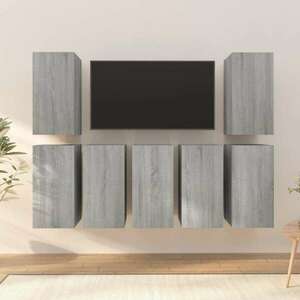 vidaXL 7 db szürke sonoma színű szerelt fa TV-szekrény 30, 5x30x60 cm kép