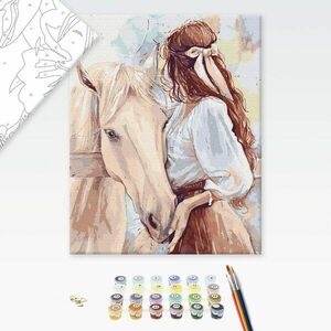 Festés szám szerint előkelő hölgy lóval kép