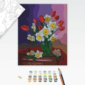 Festés szám szerint tulipán és nárcisz virágai kép