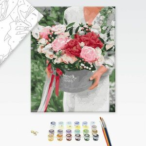 Festés szám szerint virágok ajándék csomagolásban kép