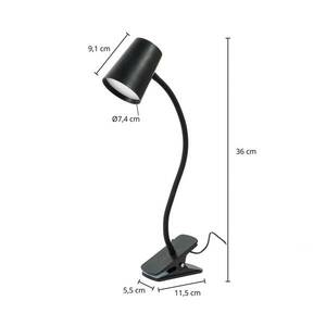 Lindby Ailina LED-es asztali lámpa, bilincses talp, fekete kép
