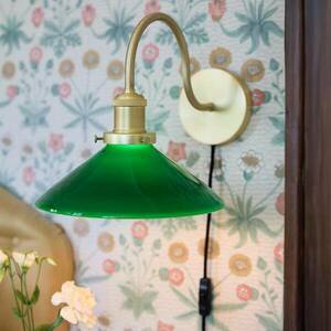 PR Home Axel fali lámpa, sárgaréz színű, zöld üvegárnyékolóval kép