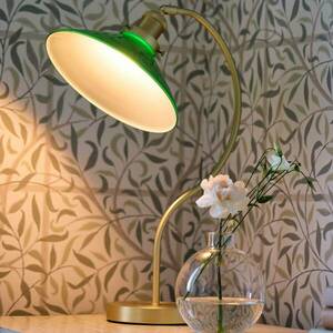 PR Home Axel asztali lámpa, sárgaréz színű, zöld üvegárnyékolóval kép