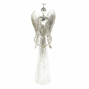 Angel with heart larácsonyi fém LED dekoráció ezüst, 9, 5 x 30 cm kép