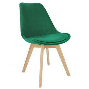 Skandináv stílusú szék, fa, bársony, zöld, 49x60x82 cm, Bari kép