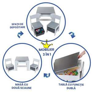 Suporto gyerek asztal székkel, egyszerű használathoz, 3 funkció a... kép