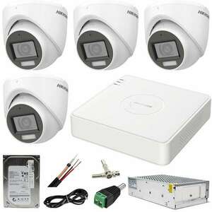 CCTV rendszer: Hikvision, 4 kamera: 5MP, Dual Light, IR, 30m, WL, ... kép