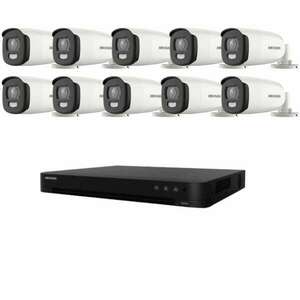 Hikvision Surveillance System 10 kamera 5MP ColorVu színes éjszak... kép