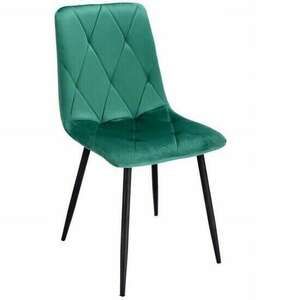 Konyha/nappali szék, Jumi, Piado, bársony, fém, zöld és fekete, 4... kép