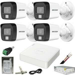 CCTV rendszer: Hikvision, 4 kamera: 5MP Dual Light WL, 20m IR, 25... kép