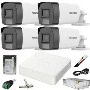 CCTV rendszer: Hikvision, 4 kamera: 2MP Dual Light IR, 40m WL, 40... kép