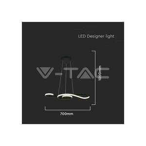 V-TAC 18W Fekete violinkulcs csillár, meleg fehér, 125 Lm/W - SKU 8020 kép