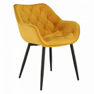 Dizájnos fotel, sárga Velvet anyag, FEDRIS kép