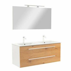 Vario Clam 120 komplett fürdőszoba bútor fehér-tölgy kép