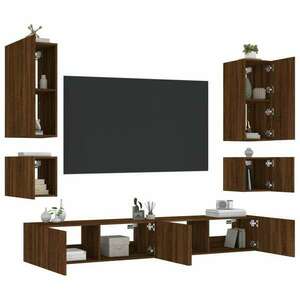 vidaXL 6 darab barna tölgyszínű falra szerelhető TV-szekrény LED-del kép