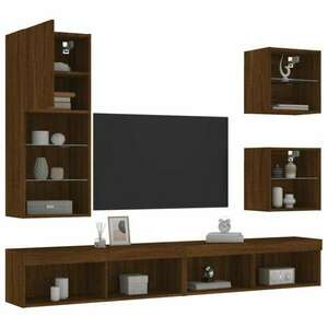 5 darab barna tölgyszínű szerelt fa TV-bútor LED-del kép