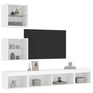 vidaXL 5 darab fehér szerelt fa fali TV-bútor LED-del kép