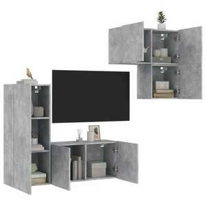 vidaXL 4 darab betonszürke szerelt fa fali TV-bútor kép