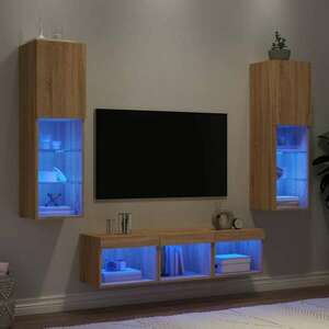 vidaXL 5 darab füstös tölgy színű szerelt fa TV-bútor LED-del kép