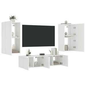 vidaXL 4 darab fehér szerelt fa fali TV-bútor LED-del kép