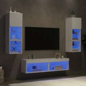 vidaXL 6 darab fehér szerelt fa fali TV-bútor LED-del kép
