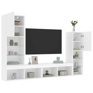 vidaXL 4 darab fehér szerelt fa fali TV-bútor LED-del kép